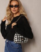 moni&co Pulover Clasic Negru cu Impletitură cu Inimi și Benzi elastice Miadove