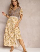 moni&co Rochie Bej deschis Evazată Maxi din Viscoză Ophitria