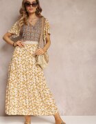 moni&co Rochie Bej deschis Evazată Maxi din Viscoză Ophitria