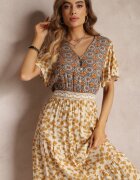 moni&co Rochie Bej deschis Evazată Maxi din Viscoză Ophitria