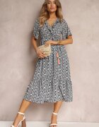 moni&co Rochie Granat Midi cu volane decolteu petrecut și elastic în talie Denila