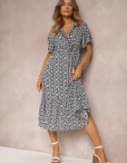 moni&co Rochie Granat Midi cu volane decolteu petrecut și elastic în talie Denila
