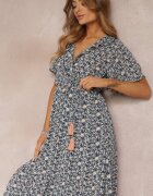 moni&co Rochie Granat Midi cu volane decolteu petrecut și elastic în talie Denila