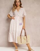 moni&co Rochie midi roz-mentă cu volane decolteu petrecut și elastic în talie Denila