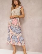 moni&co Rochie Roză de bumbac cu inserție croșetată și model Paisley Rynlia