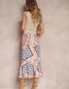 moni&co Rochie Roză de bumbac cu inserție croșetată și model Paisley Rynlia