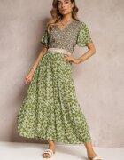 moni&co Rochie Verde închis Evazată Maxi din Vâscoză Ophitria