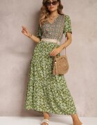 moni&co Rochie Verde închis Evazată Maxi din Vâscoză Ophitria