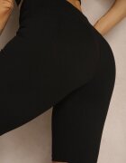 moraj Pantaloni scurți negri reiați High Waist de tip ciclistă Rinelira