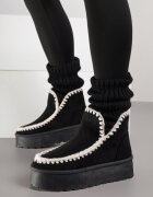 mulanka Ghete de zăpadă Negre pe Platformă Decorate cu Model Brodat Naretusa