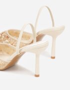 mulanka Pantofi cu toc bej Slingback Decorați cu perle și paiete Irifera