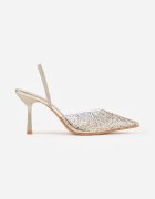 mulanka Pantofi stiletto Aurii cu Călcâi Descoperit și Vârf Transparent cu Zirconii Kalinata