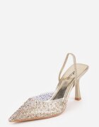 mulanka Pantofi stiletto Aurii cu Călcâi Descoperit și Vârf Transparent cu Zirconii Kalinata