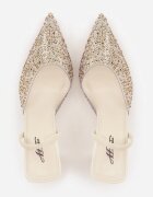 mulanka Pantofi stiletto Bej cu Călcâiul Descoperit și Vârf Transparent cu Zirconii Kalinata