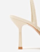 mulanka Pantofi stiletto Bej cu Călcâiul Descoperit și Vârf Transparent cu Zirconii Kalinata