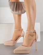 mulanka Pantofi stiletto Bej Lăcuite cu Platformă Nilafera