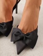 mulanka Pantofi stiletto negri cu finisaj satinat cu aplicație în formă de fundă Gihaen