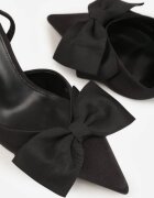 mulanka Pantofi stiletto negri cu finisaj satinat cu aplicație în formă de fundă Gihaen