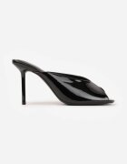 mulanka Papuci Negre Peep Toe cu toc stiletto lăcuit Sharvyra
