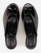 mulanka Papuci Negre Peep Toe cu toc stiletto lăcuit Sharvyra