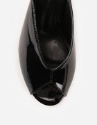 mulanka Papuci Negre Peep Toe cu toc stiletto lăcuit Sharvyra