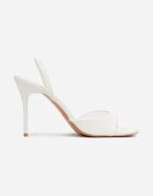 mulanka Sandale Albe cu Toc Stiletto cu Elemente Transparente Xilxaris