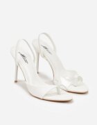 mulanka Sandale Albe cu Toc Stiletto cu Elemente Transparente Xilxaris