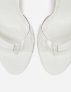 mulanka Sandale Albe cu Toc Stiletto cu Elemente Transparente Xilxaris