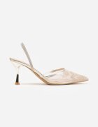 mulanka Sandale Aurii Transparente cu toc stiletto decorate cu dantelă Thetune