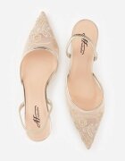 mulanka Sandale Aurii Transparente cu toc stiletto decorate cu dantelă Thetune
