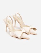 mulanka Sandale Bej De satin cu toc stiletto Slingback Decorate cu fundă Daemoris