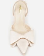mulanka Sandale Bej De satin cu toc stiletto Slingback Decorate cu fundă Daemoris
