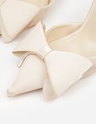 mulanka Sandale Bej De satin cu toc stiletto Slingback Decorate cu fundă Daemoris