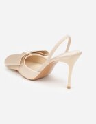 mulanka Sandale Bej De satin cu toc stiletto Slingback Decorate cu fundă Daemoris
