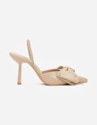 mulanka Sandale Bej închis cu toc stiletto Slingback decorate cu fundă Terrafera
