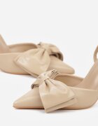mulanka Sandale Bej închis cu toc stiletto Slingback decorate cu fundă Terrafera