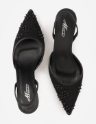mulanka Sandale Negre cu toc stiletto decorate cu model brodat și mărgele Sametis