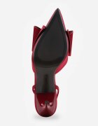 mulanka Sandale Vișinii de satin cu toc stiletto Slingback decorate cu fundă Daemoris