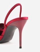 mulanka Sandale Vișinii de satin cu toc stiletto Slingback decorate cu fundă Daemoris