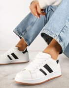 mulanka Sneakers Albe cu Platformă Joasă cu Petice Flordexia