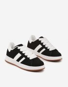 mulanka Sneakersi Negru-Alb pe platformă joasă cu aplicații Flordexia