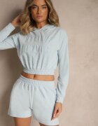 my red lips Set Albastru deschis din Bumbac în Stil Sportiv Bluză cu glugă și Pantaloni scurți Izurea