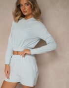 my red lips Set Albastru deschis din Bumbac în Stil Sportiv Bluză cu glugă și Pantaloni scurți Izurea