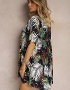n.every day Rochie Alb-Bleumarin cu croi evazat cu volan și decolteu triunghiular Tiamaya