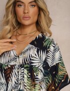 n.every day Rochie Alb-Bleumarin cu croi evazat cu volan și decolteu triunghiular Tiamaya