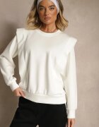 new collection Bluză Albă cu Viscoză cu Umeri Largi Alioris