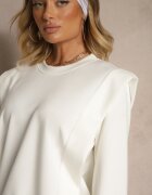 new collection Bluză Albă cu Viscoză cu Umeri Largi Alioris