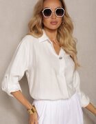 new collection Bluză Albă din Vascoză stil Cămașă cu nasturi Aviessa