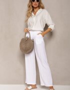 new collection Bluză Albă din Vascoză stil Cămașă cu nasturi Aviessa