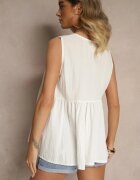 new collection Bluză Albă din Viscoză cu Bască Legată la Decolteu Davienne
